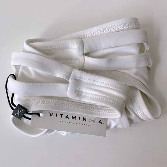 NWT Vitamin A cut out white neutra or Bonita hipster swim bottom skimpy L / 10 - Picture 11 of 11